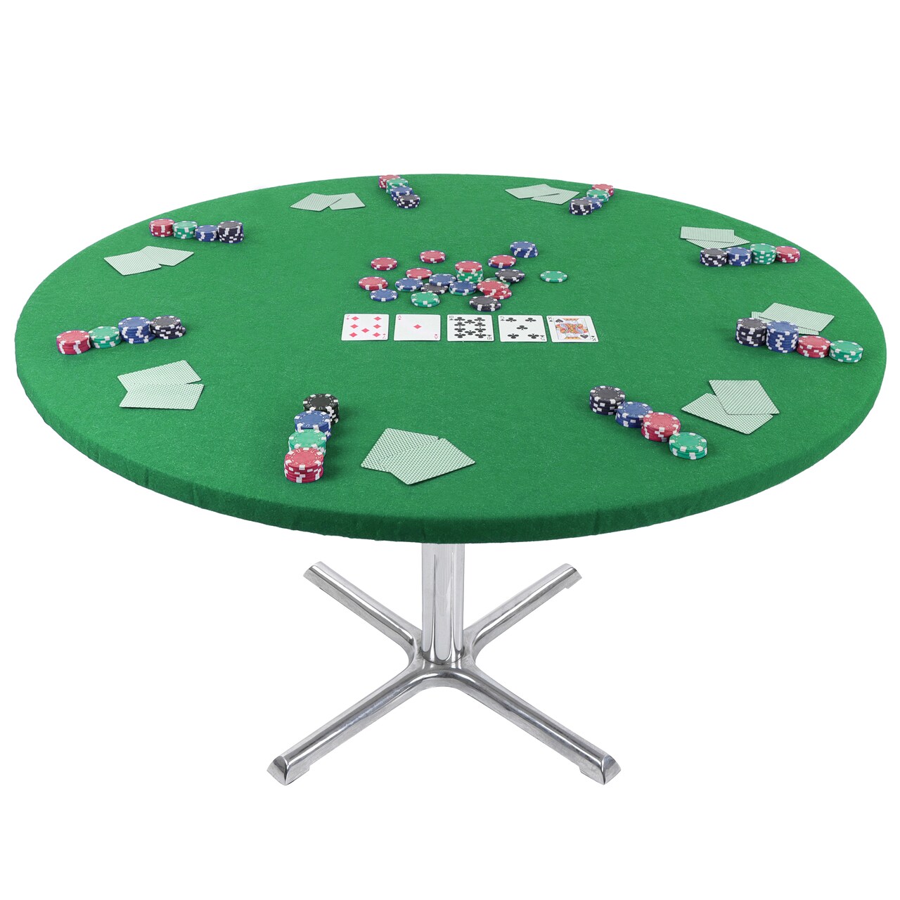 Jigitz Felt Poker Table Cover - 36-48in Green Card Table Covers Fitted for Games